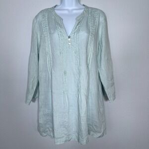 Saint Tropez West Womens Linen Tunic Top Large Beach Coastal Lightweight Boho 